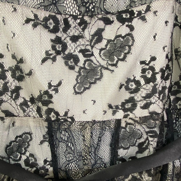 Vintage Lace Black Dress 10 Tall Fit and Flare Babydoll Whimsigoth Fairy ABS Y2K - Picture 8 of 15
